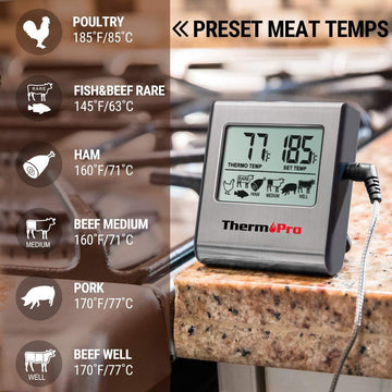 AUREVO™ Barbecue Meat Thermometer 🌡️✨ – Perfect Doneness Every Time