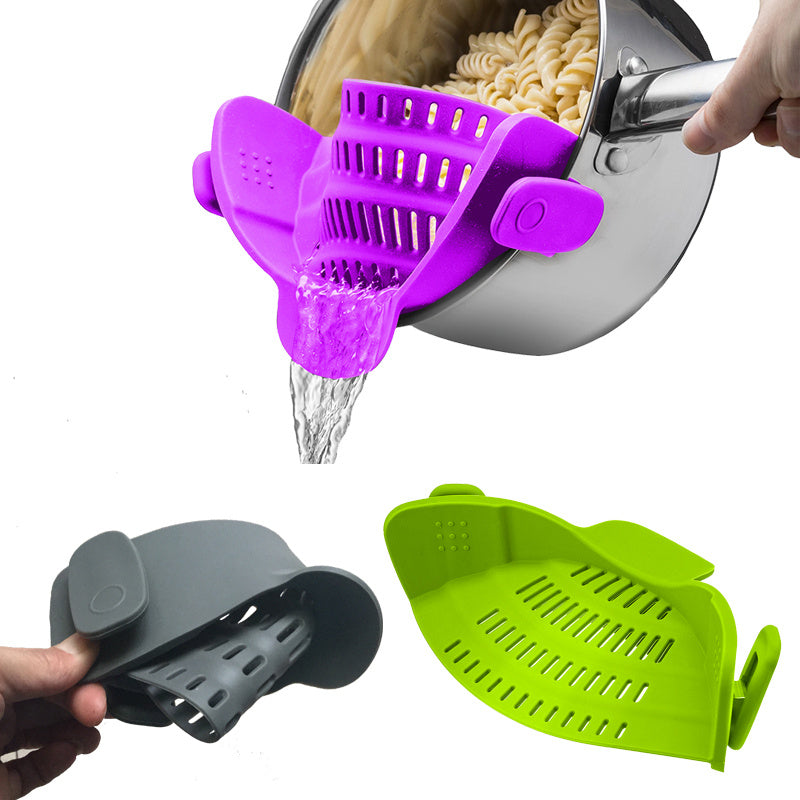 AurevoHub™ ClipMate™ Silicone Clip-On Funnel Strainer  – Effortless Draining with Universal Fit