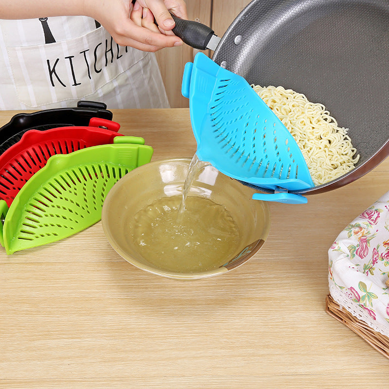 AurevoHub™ ClipMate™ Silicone Clip-On Funnel Strainer  – Effortless Draining with Universal Fit