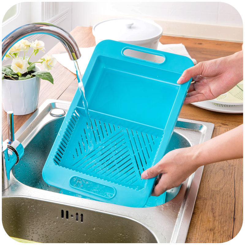 AUREVO™ 2-in-1 Folding Chopping Board & Drain Basket 🥦 – Smart Prep Made Simple!