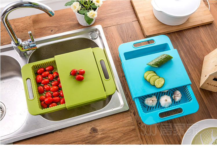 AUREVO™ 2-in-1 Folding Chopping Board & Drain Basket 🥦 – Smart Prep Made Simple!