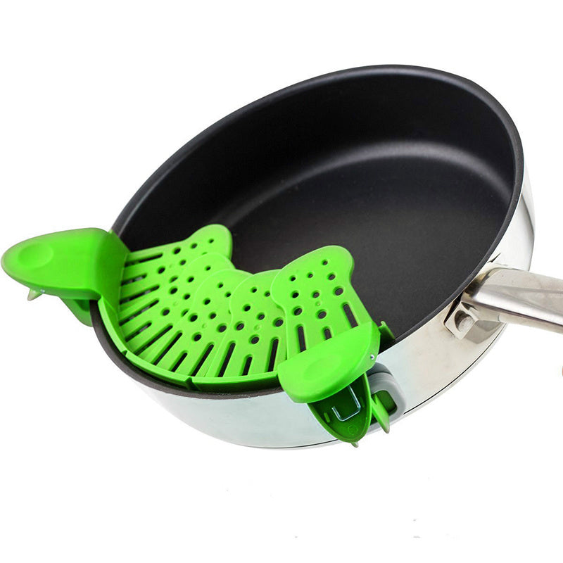 AurevoHub™ ClipMate™ Universal Silicone Clip-On Pan & Pot Strainer  – Anti-Spill, Food-Grade, Eco-Friendly Design