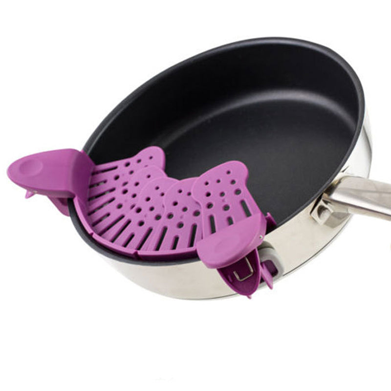 AurevoHub™ ClipMate™ Universal Silicone Clip-On Pan & Pot Strainer  – Anti-Spill, Food-Grade, Eco-Friendly Design