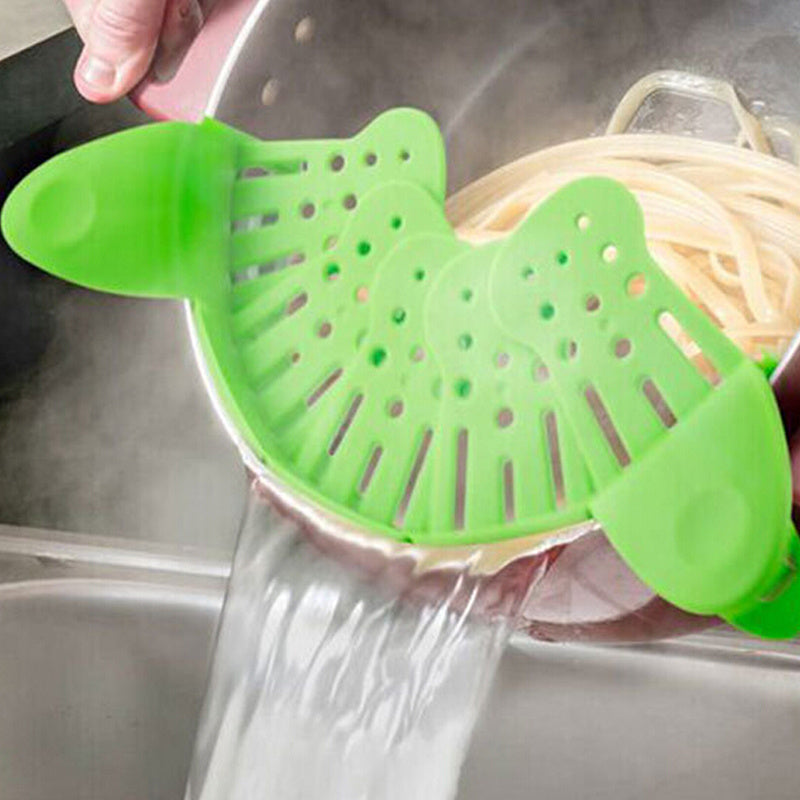 AurevoHub™ ClipMate™ Universal Silicone Clip-On Pan & Pot Strainer  – Anti-Spill, Food-Grade, Eco-Friendly Design