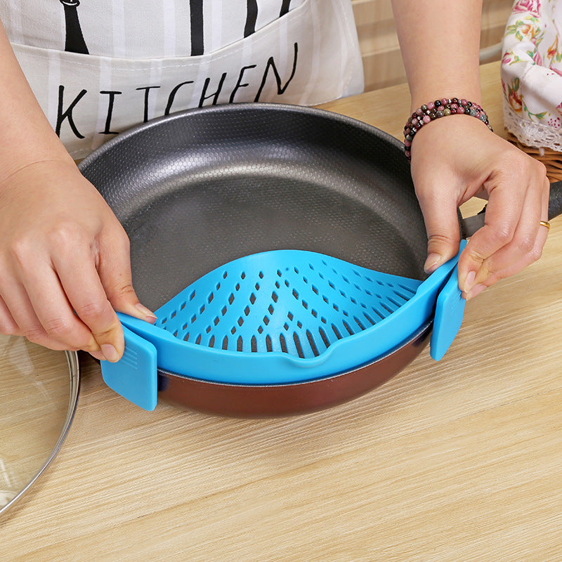 AurevoHub™ ClipMate™ Silicone Clip-On Funnel Strainer  – Effortless Draining with Universal Fit