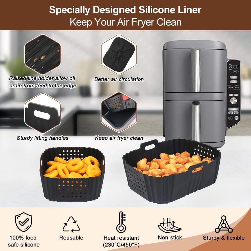 AUREVO™ Double-Layer Silicone Air Fryer Liner 🍳✨ – Non-Stick, Heat-Resistant & Easy to Clean