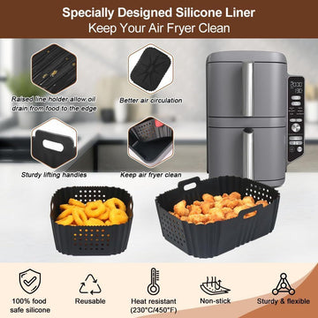 AUREVO™ Double-Layer Silicone Air Fryer Liner 🍳✨ – Non-Stick, Heat-Resistant & Easy to Clean
