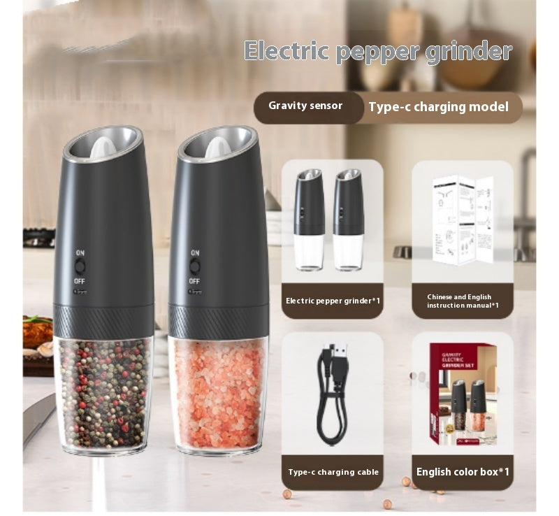 AUREVO Electric Salt & Pepper Grinder – Automatic Adjustable Coarseness Kitchen Tool