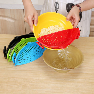 AurevoHub™ ClipMate™ Silicone Clip-On Funnel Strainer  – Effortless Draining with Universal Fit