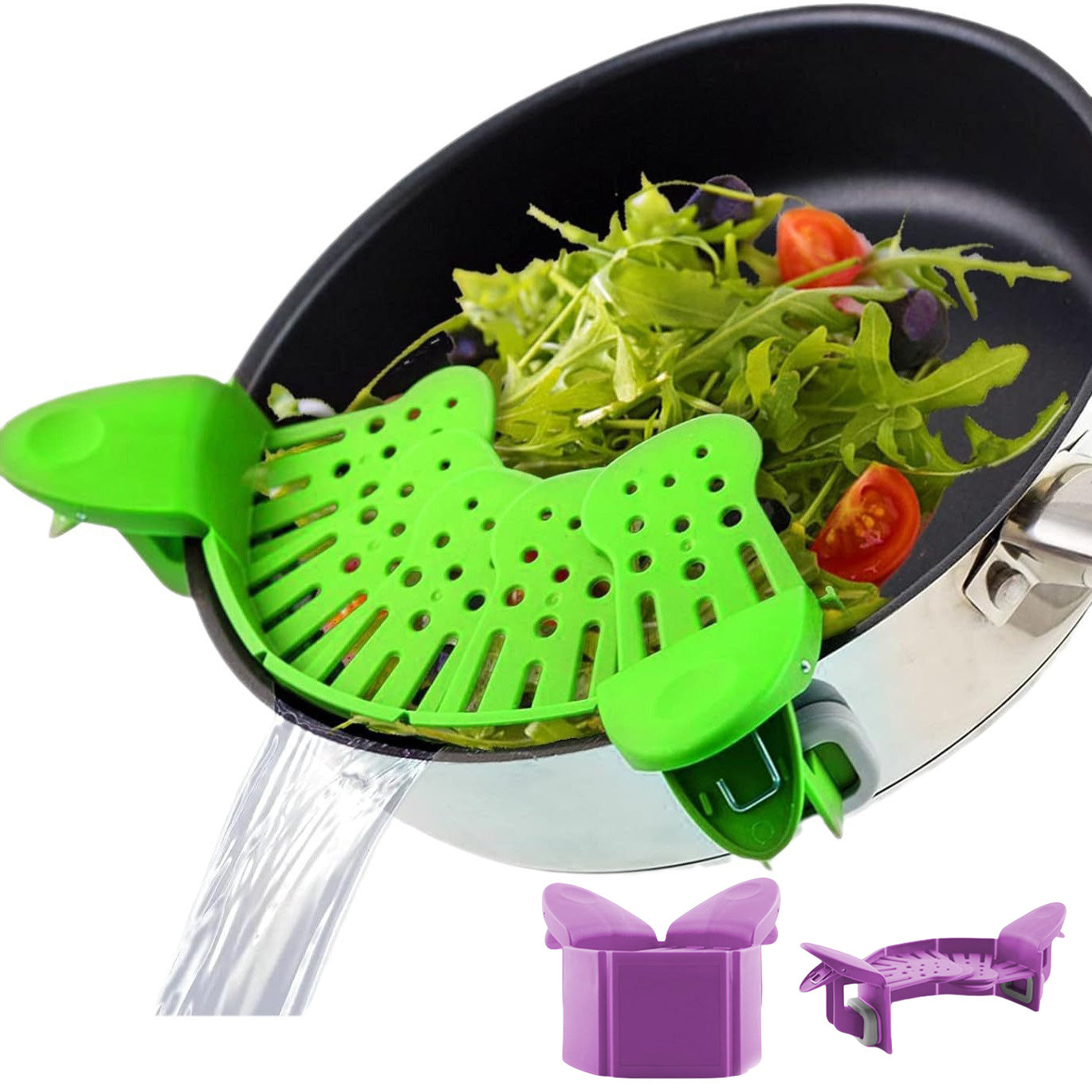 AurevoHub™ ClipMate™ Universal Silicone Clip-On Pan & Pot Strainer  – Anti-Spill, Food-Grade, Eco-Friendly Design