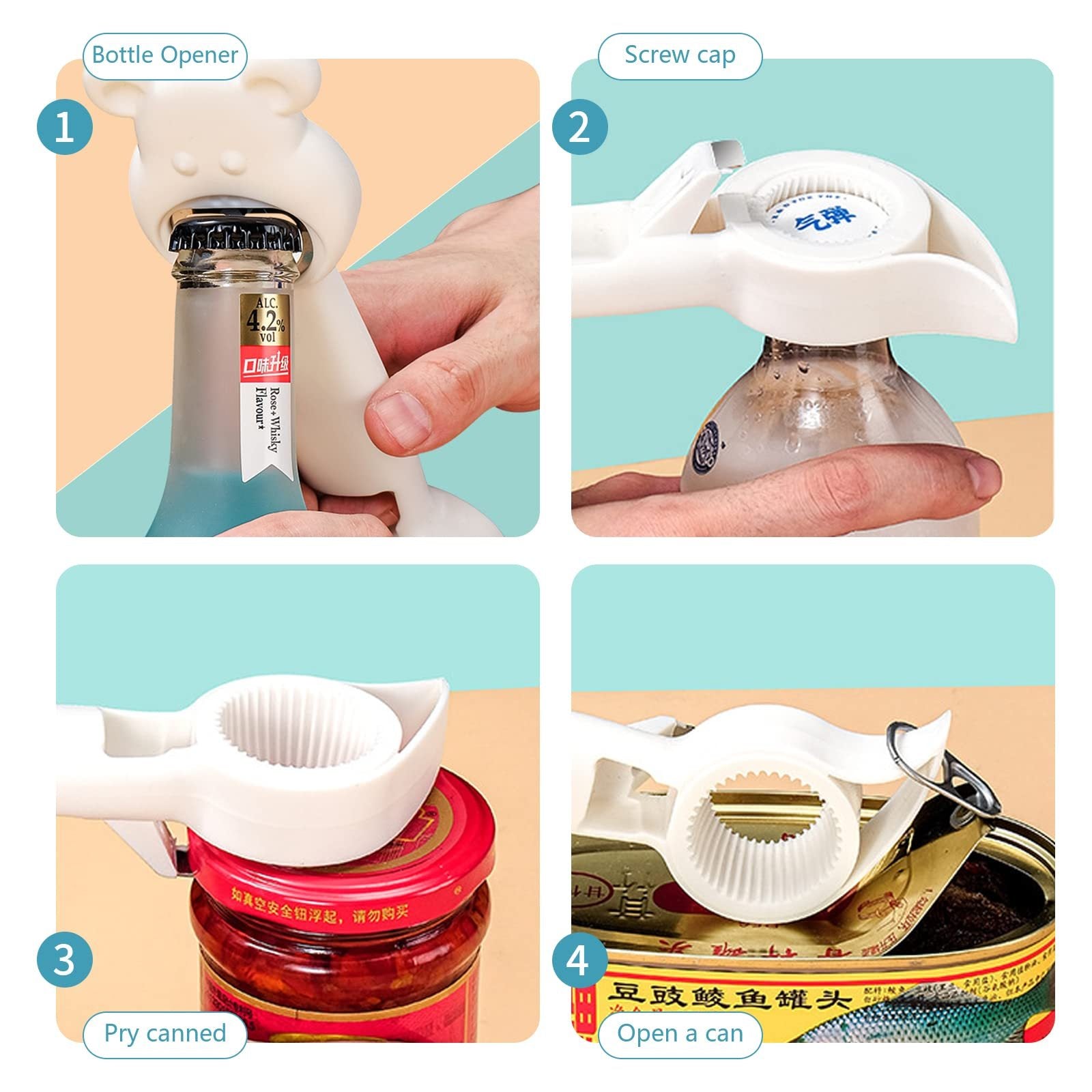 AUREVO™ 4-in-1 Multifunction Bottle & Jar Opener 🥂✨ – Effortless Opening, Stylish Design