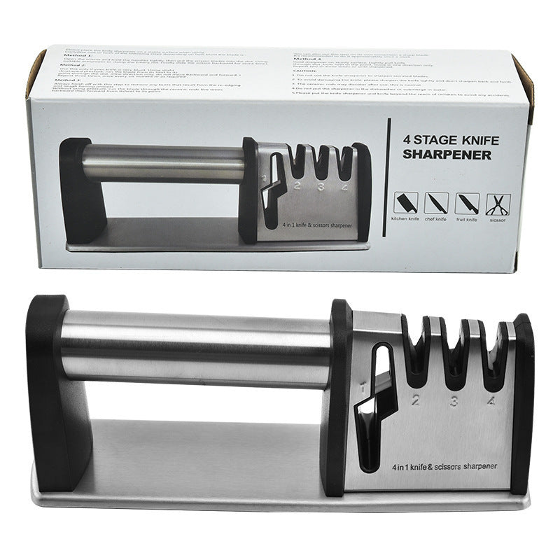 AUREVO Fast Knife sharpener-Professional 3-Stage Blade Sharpening Tool For Kitchen Knives & Scissors