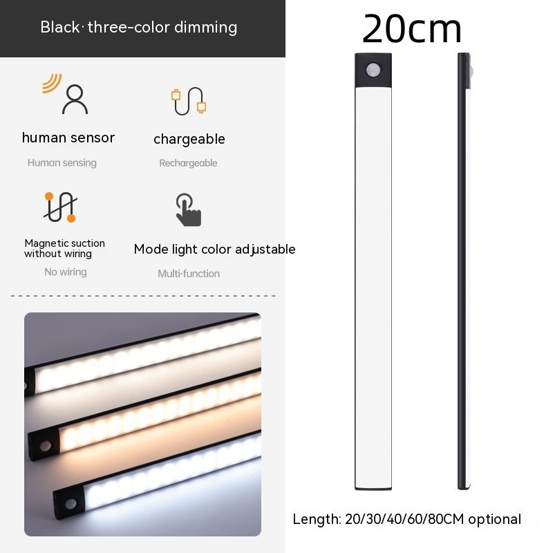 AUREVO™ MotionSense LED Bar – Magnetic, Rechargeable IR Sensor Light for Wardrobes & Cabinets